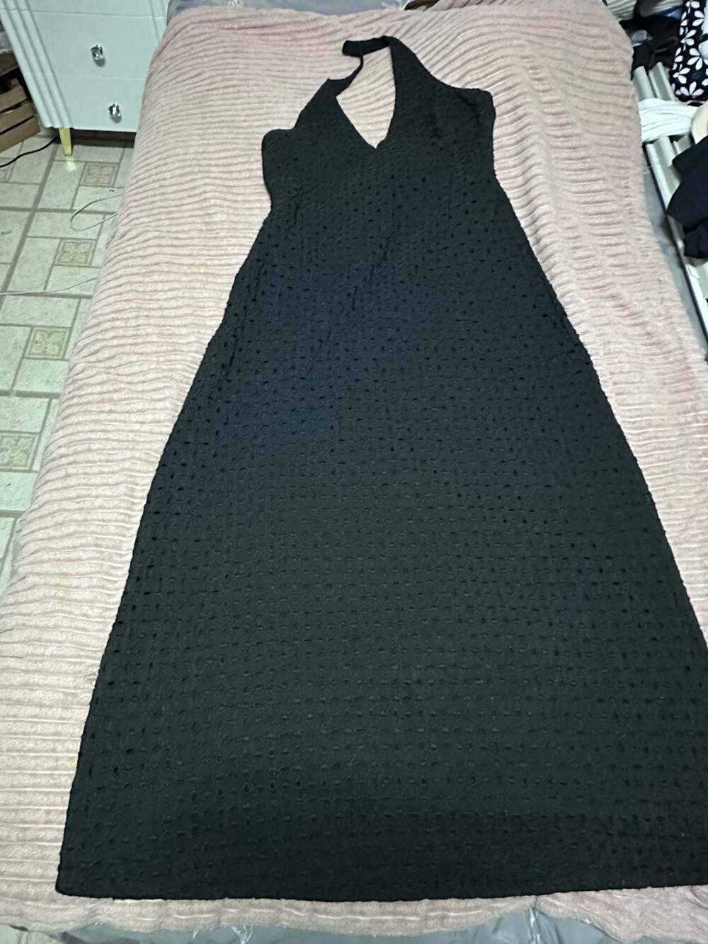 A New Day Black Eyelet Halter Maxi Dress